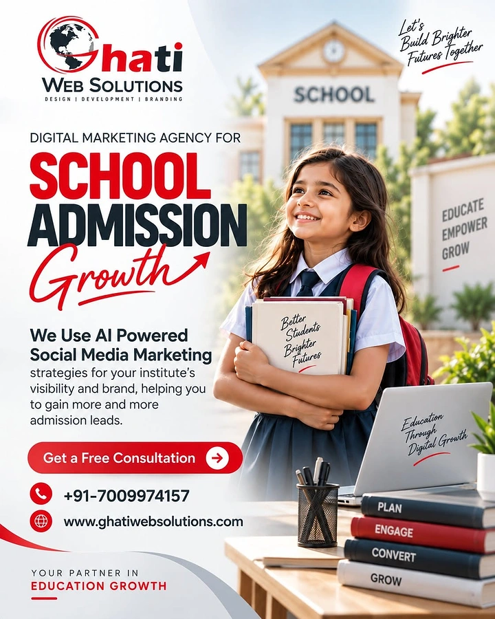 Schools & School Admissions creative ad: Growth arrow ties marketing to admissions