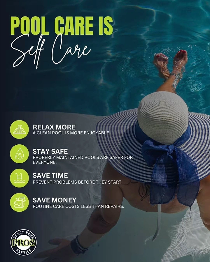 Swimming Pools & Pool Care creative ad: Pool care framed as self-care