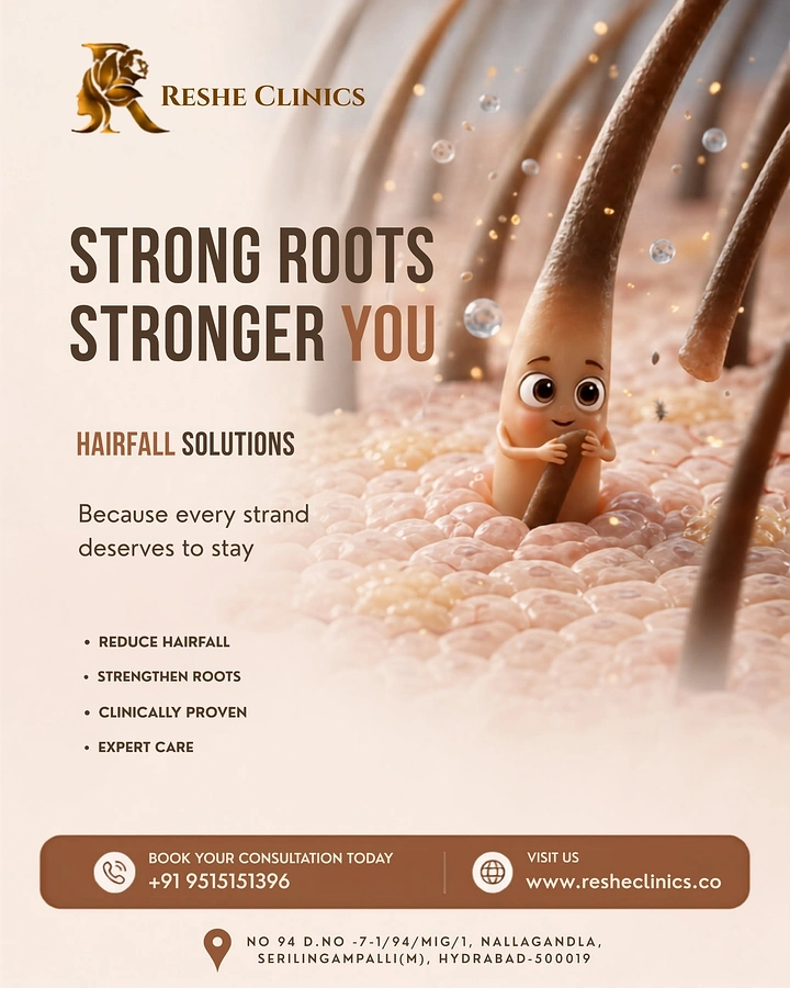 Hair Transplant & Hair Clinics creative ad: Cute 3D hair root character metaphor