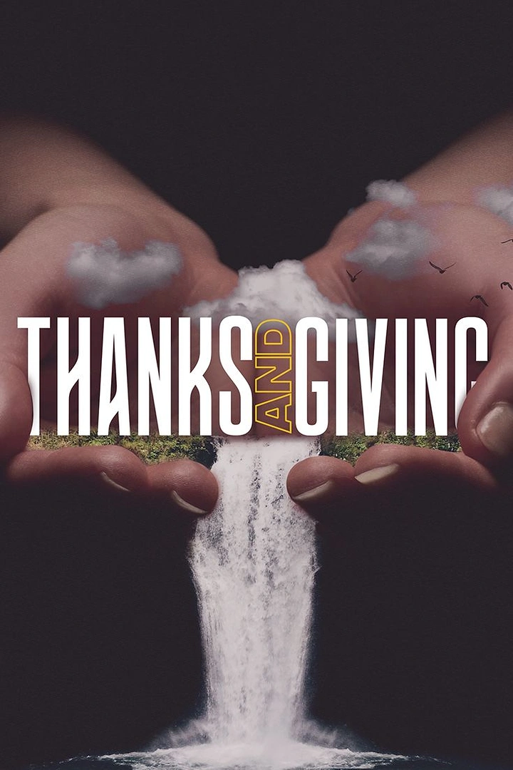 Thanksgiving creative ad: Cupped hands holding a tiny landscape with a waterfall pouring out