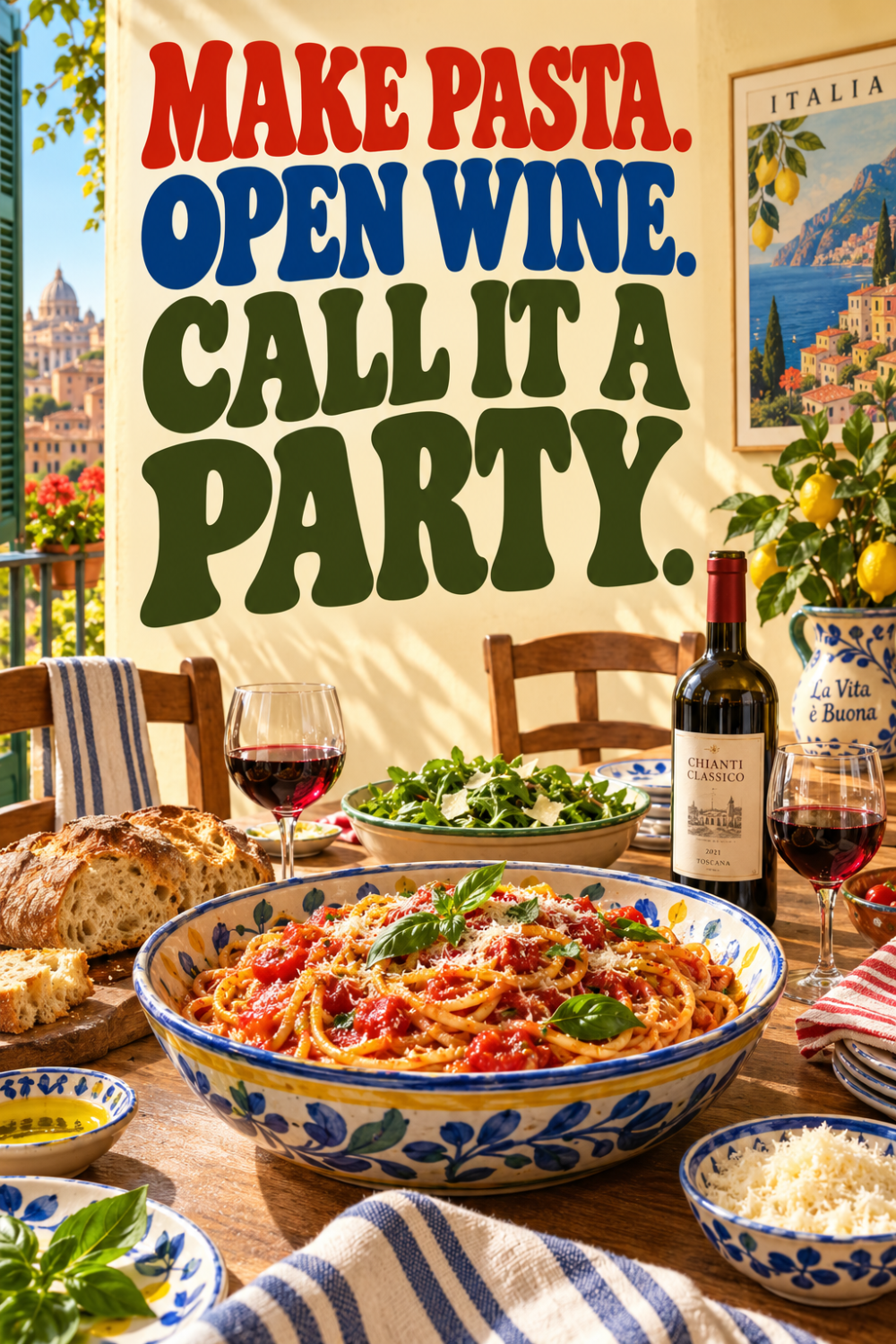 Story: Witty party framing sells pasta occasion