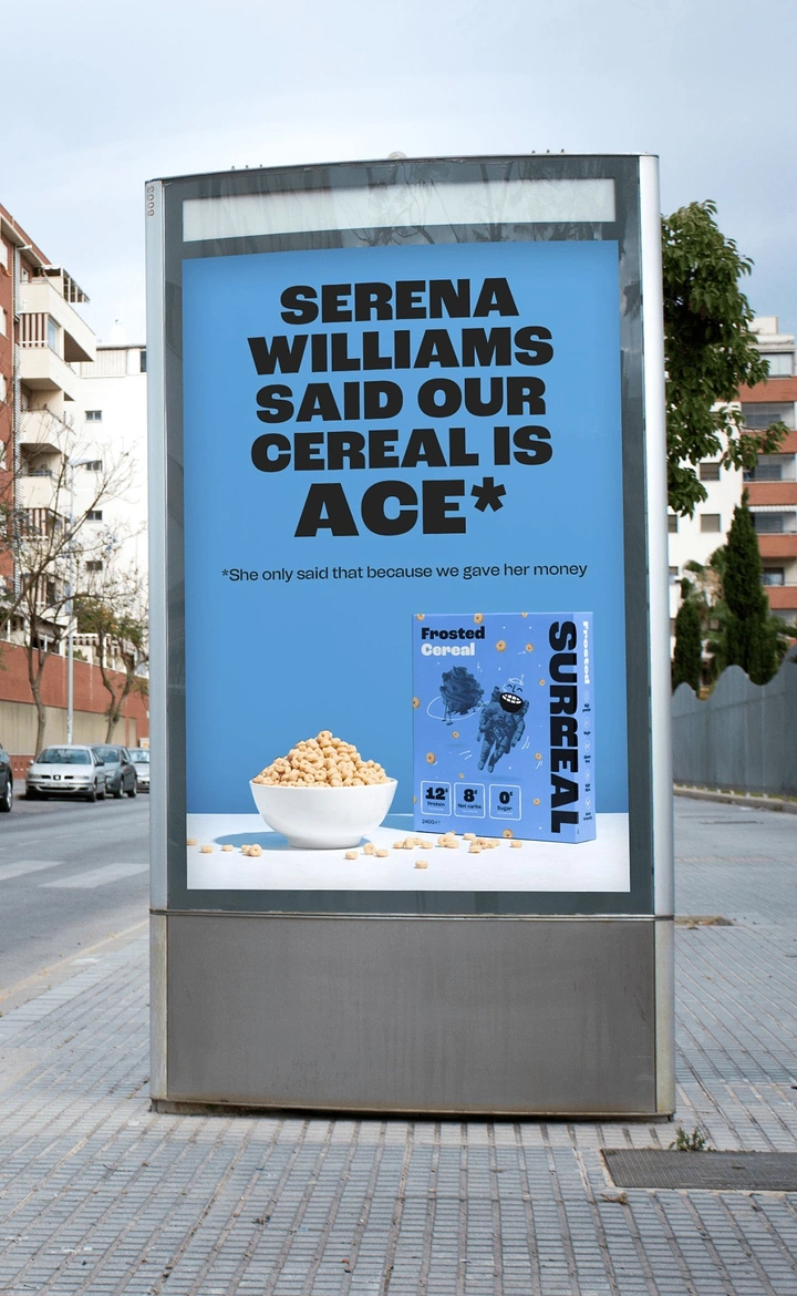 Breakfast Cereals & Oats creative ad: Serena endorsement uses clever tennis pun