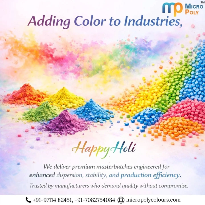Holi creative ad: Masterbatch pellets as Holi colour powder heaps