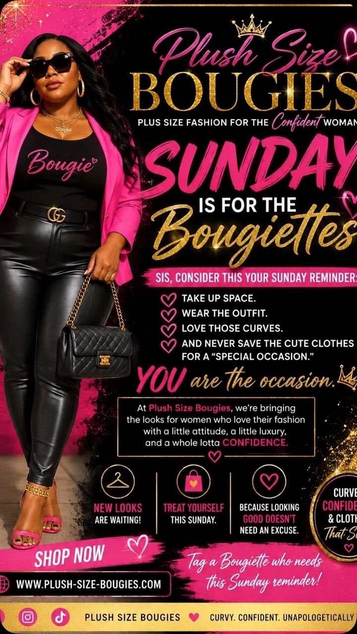 Plus-Size Fashion creative ad: Bougiettes Sunday campaign with witty checklist