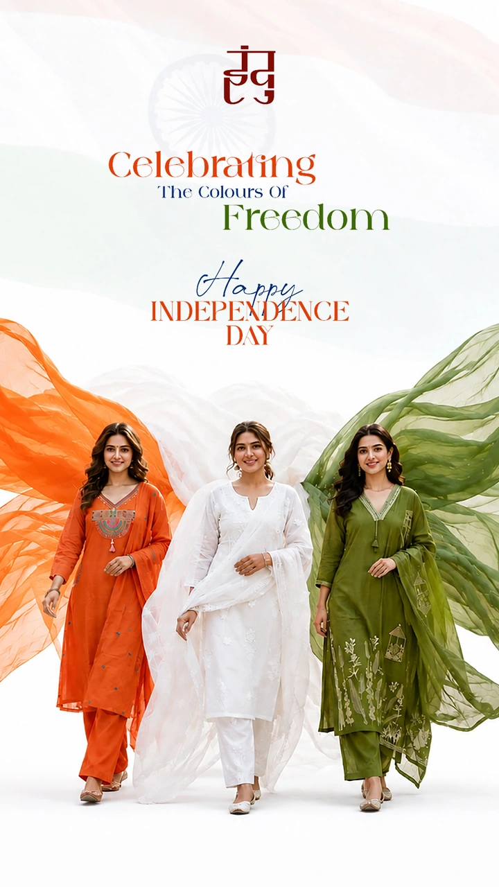 Independence Day creative ad: Three models dressed as tricolour flag
