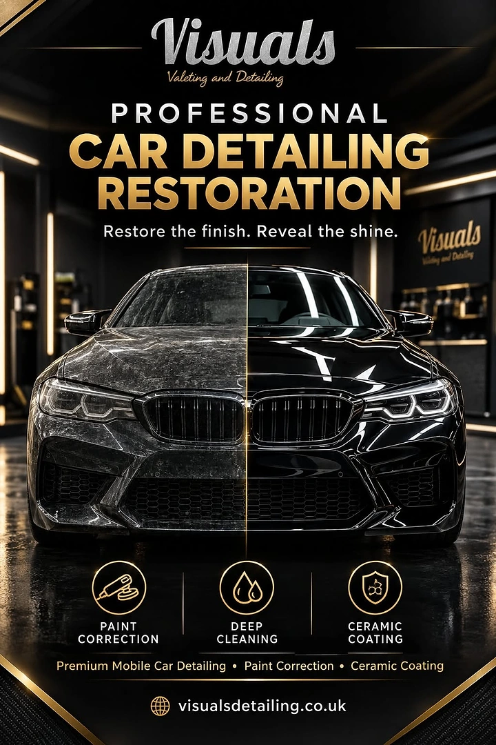 Car Wash & Detailing creative ad: Split before/after BMW restoration reveal