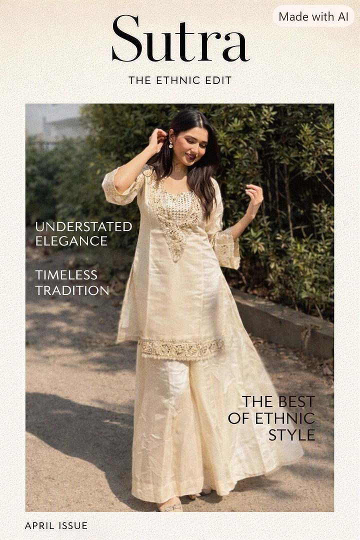 Ethnic Wear & Sarees creative ad: Magazine cover format for ethnic edit