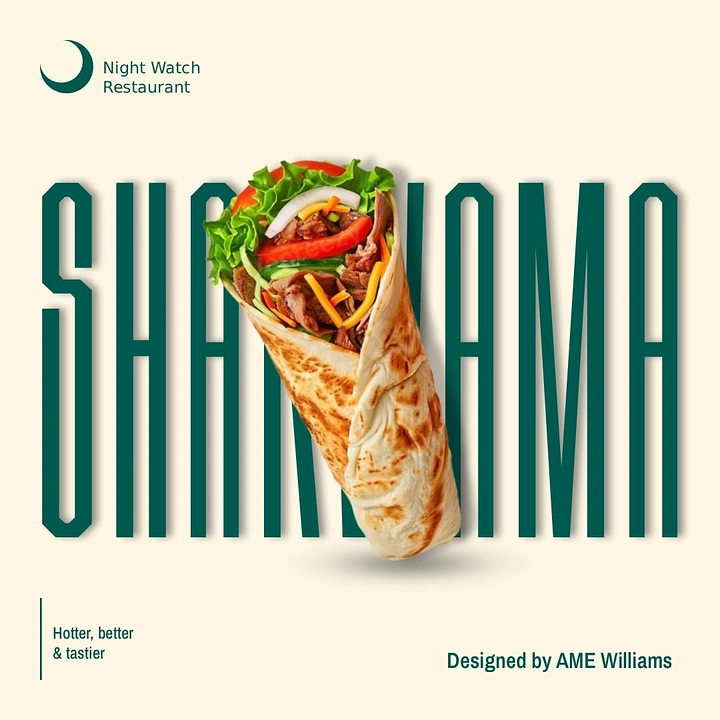 Arabic & Middle Eastern Restaurants creative ad: Wrap integrated into oversized typography