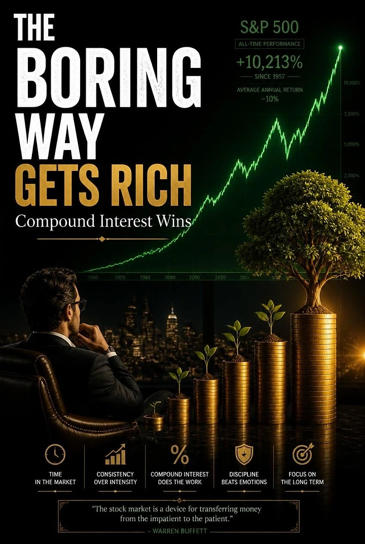 Stock Brokers & Investing creative ad: Coin stacks grow into tree, compounding