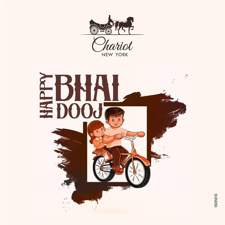 Bhai Dooj creative ad: Cartoon brother cycling with his little sister