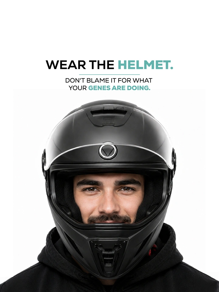 Helmets & Riding Gear creative ad: Witty genetics-related helmet copy