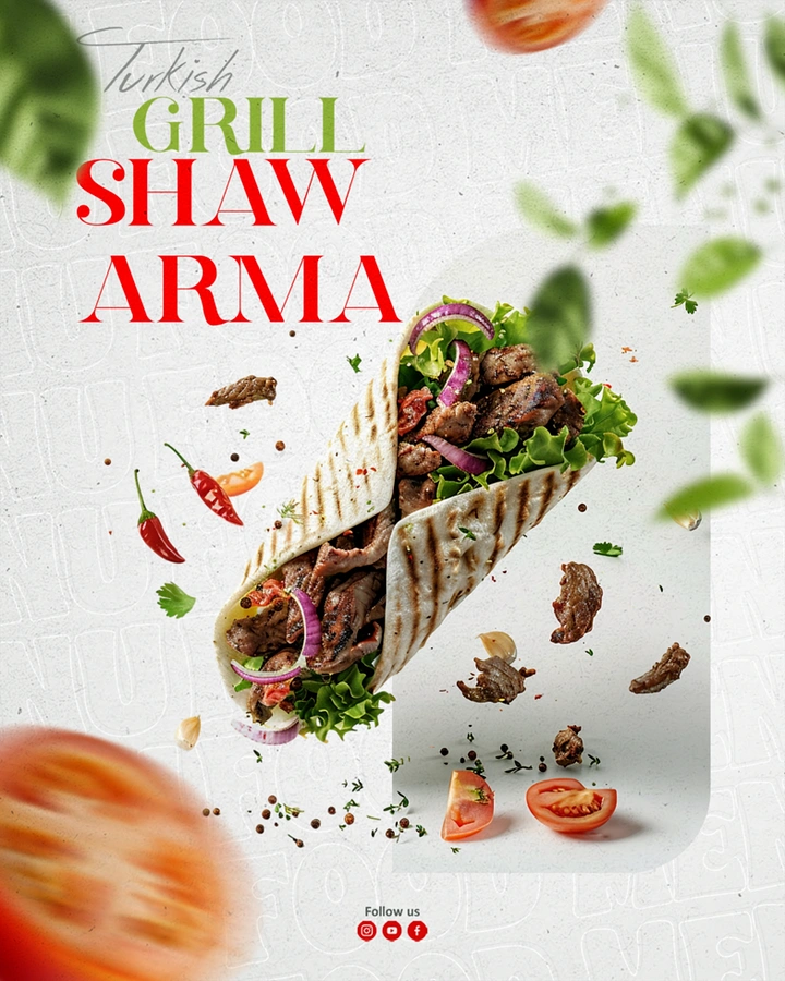 Arabic & Middle Eastern Restaurants creative ad: Ingredient scatter creates editorial energy