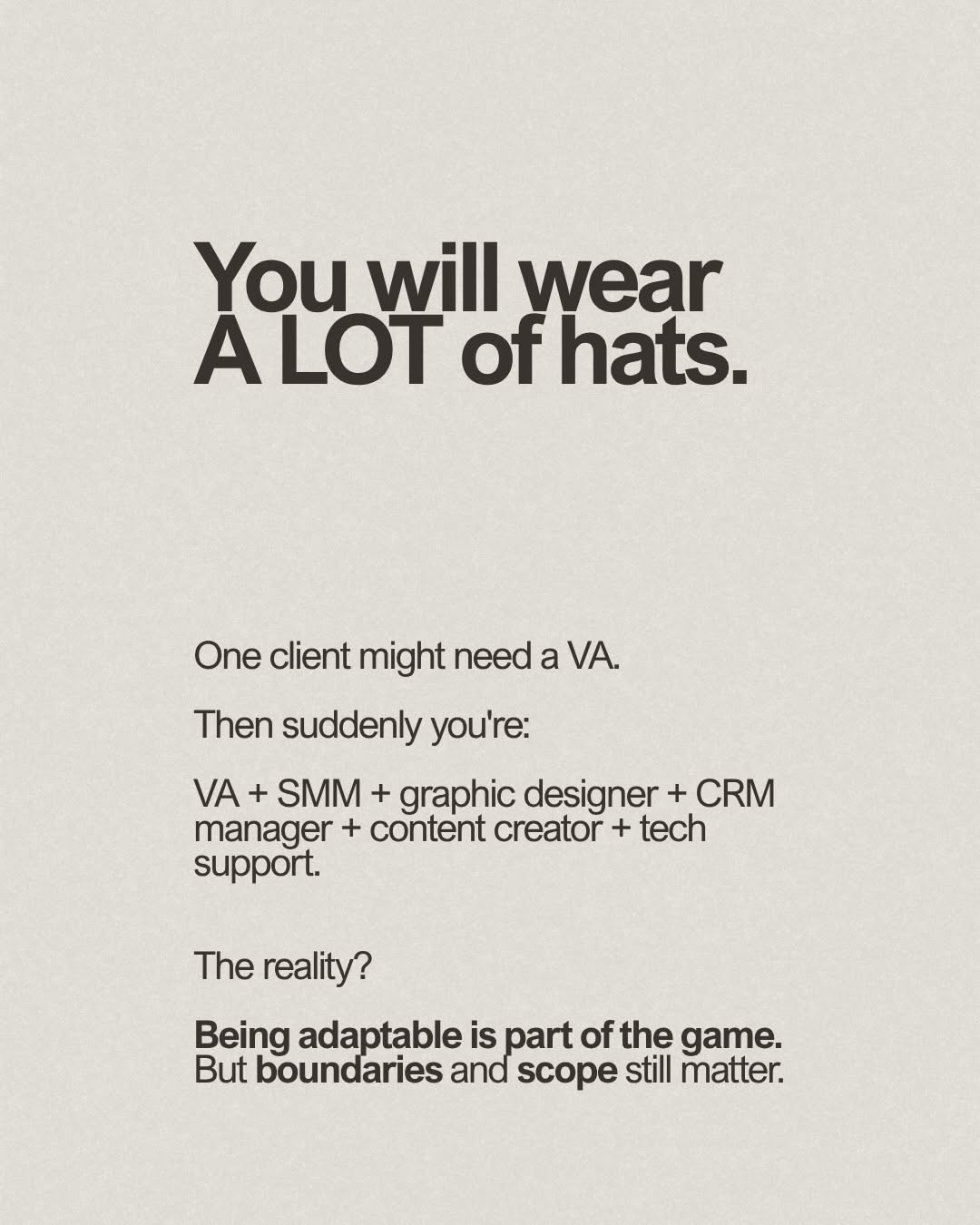 Instagram post: Uncomfortable-truth hook drives VA message, slide 7