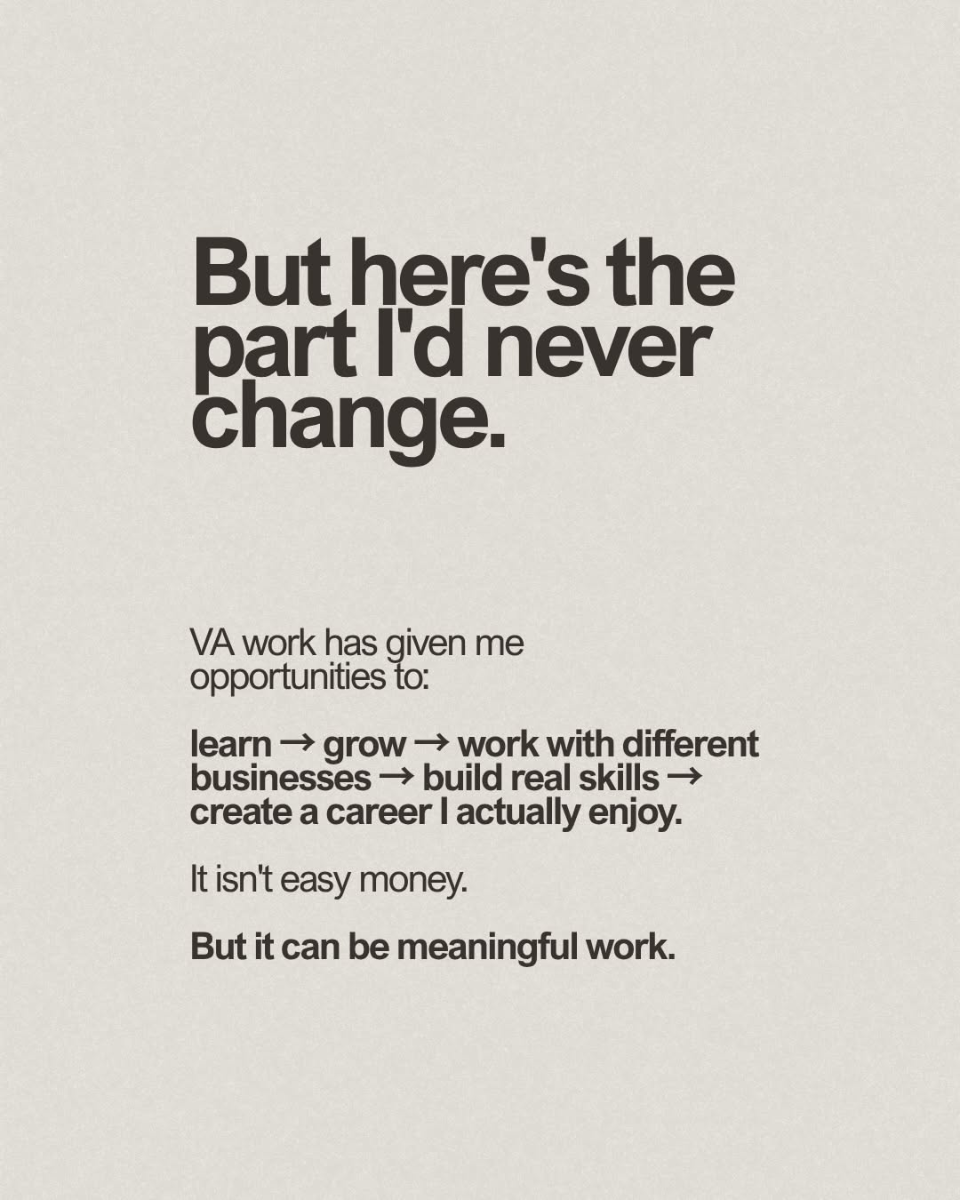 Instagram post: Uncomfortable-truth hook drives VA message, slide 9