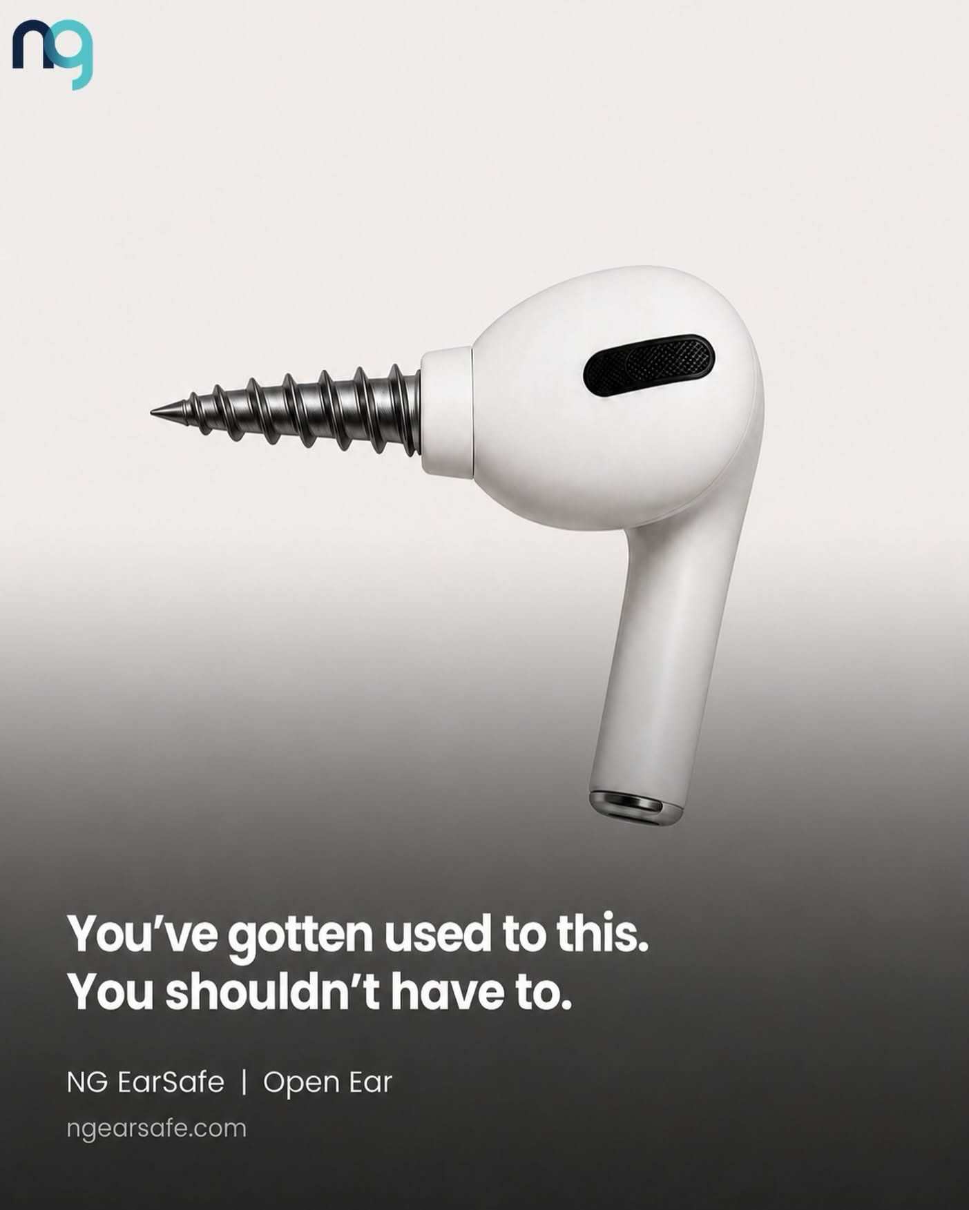 Instagram post: Earbud as screw: painful habit metaphor