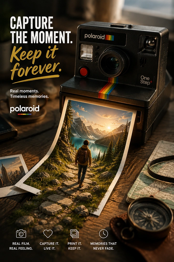 Cameras & Camera Stores creative ad: Exceptional magical instant photo concept execution.