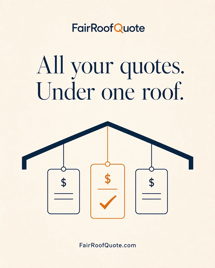 Roofing creative ad: Quotes hanging under roof line pun