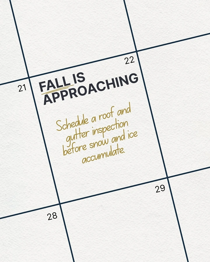 Roofing creative ad: Calendar grid as seasonal inspection reminder
