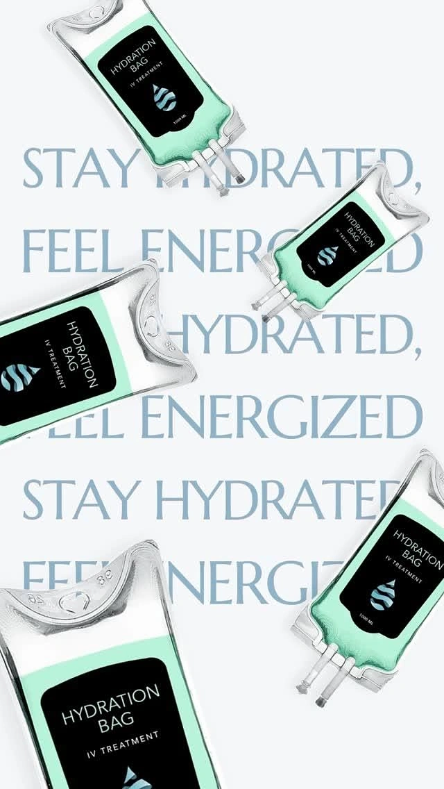 IV Therapy & Drip Bars creative ad: IV bags become an editorial pattern