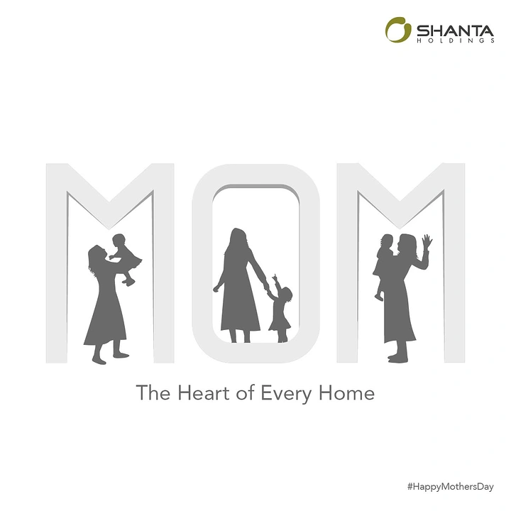 Mother's Day creative ad: Mother-and-child silhouettes framed inside the letters of MOM