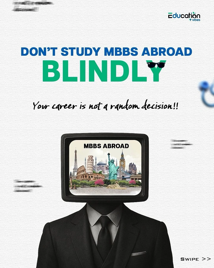 Study Abroad Consultants creative ad: Television head visualizes blind decisions