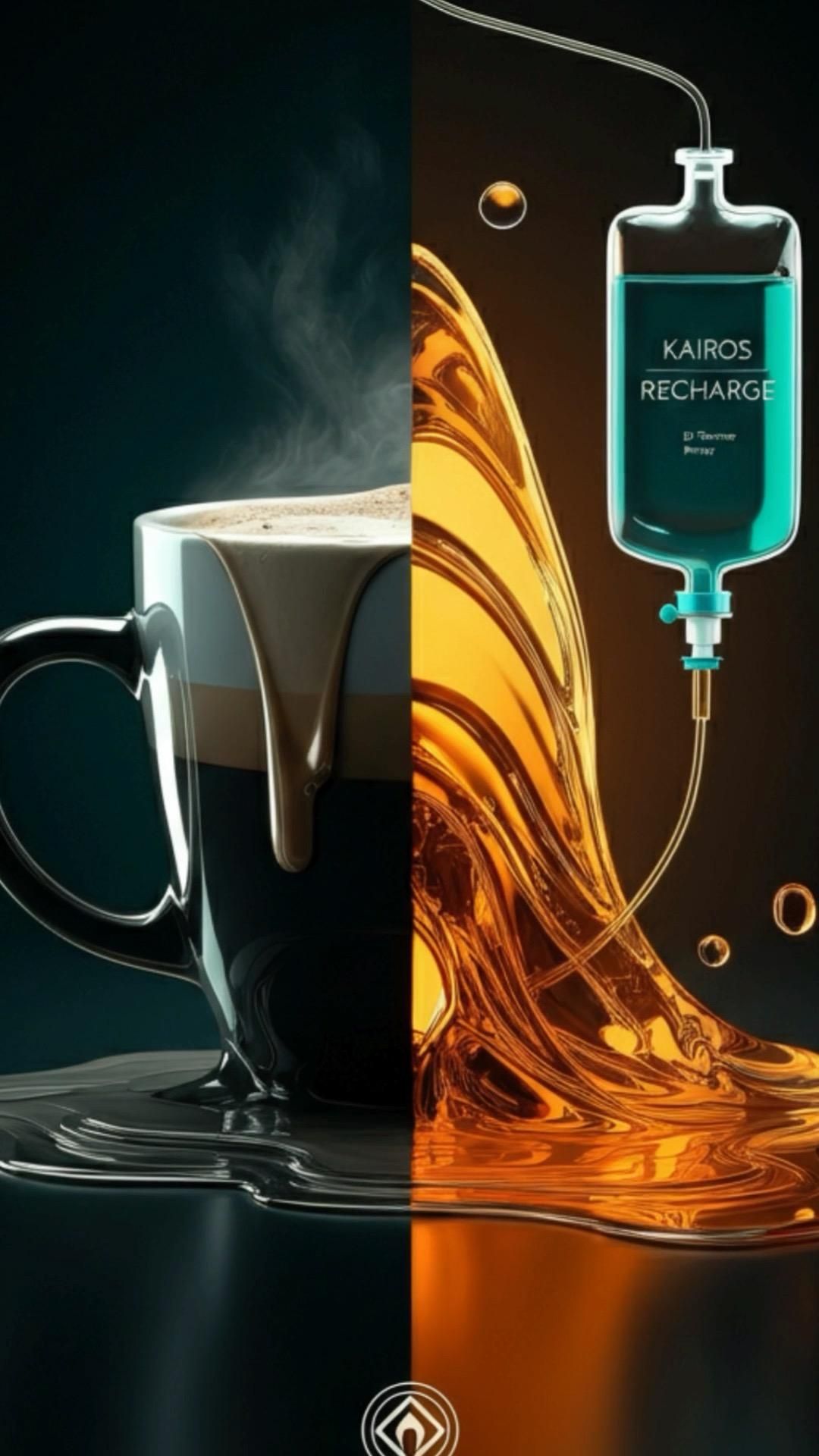 Story: Coffee-to-IV recharge visual metaphor