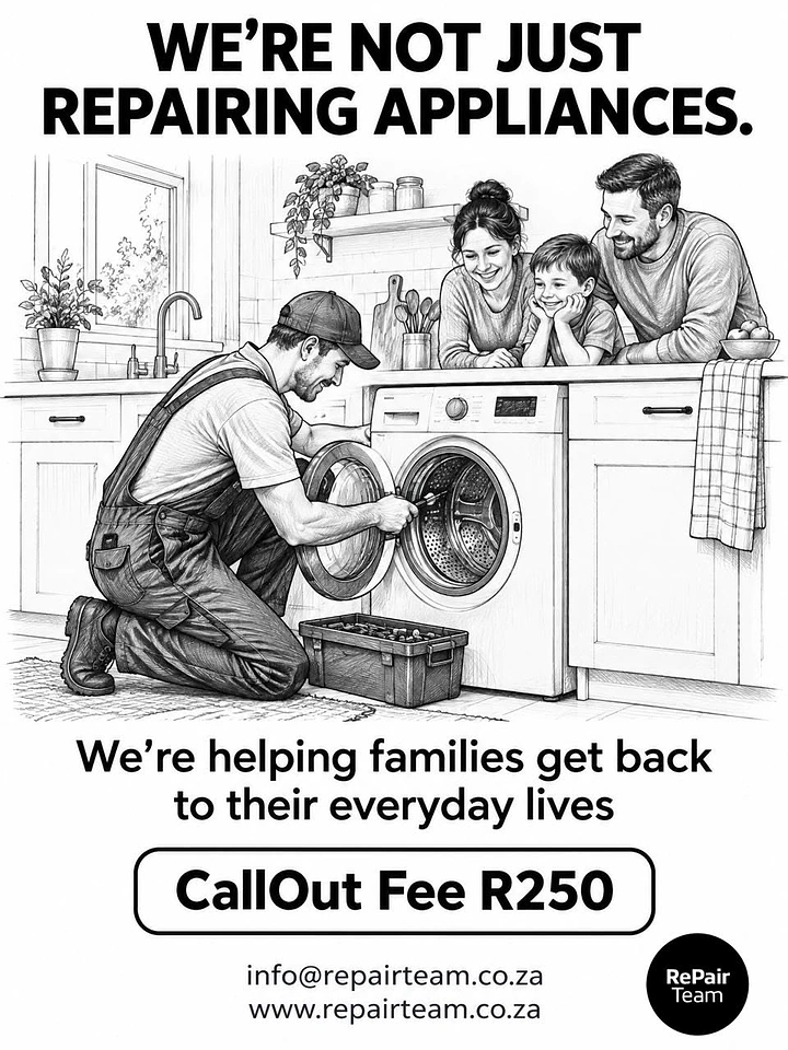 Appliance Repair creative ad: Illustrated family-life repair storytelling concept