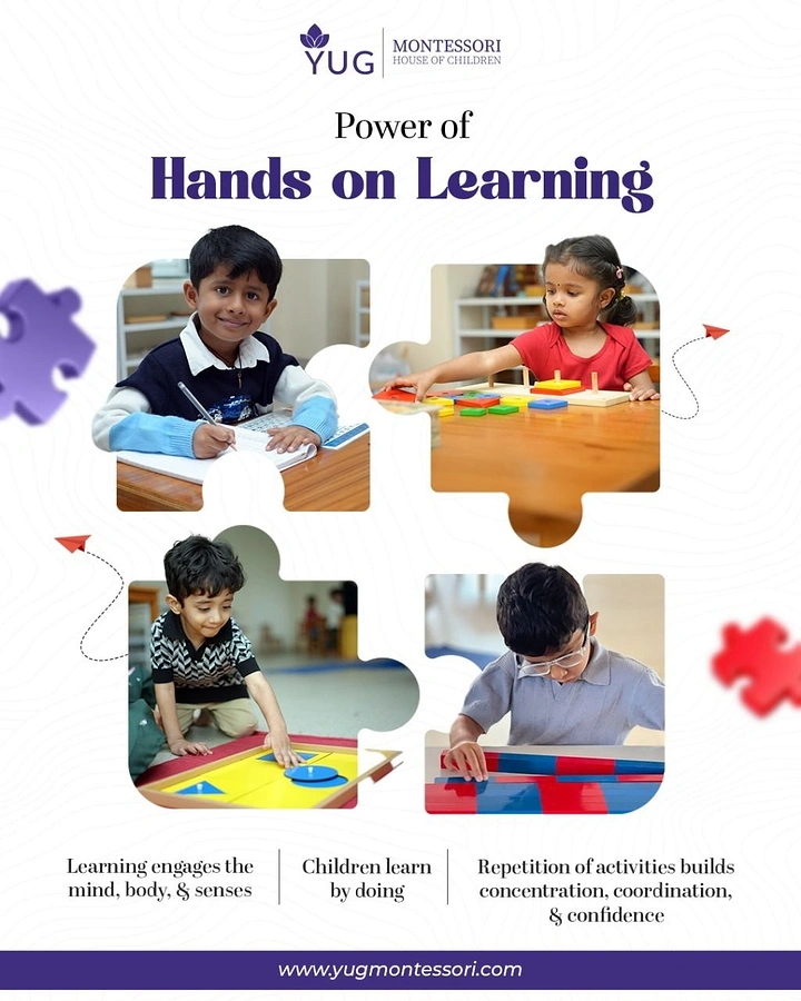 Daycare & Preschools creative ad: Kids' photos cut as puzzle pieces