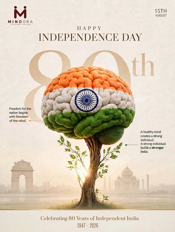 Independence Day creative ad: Tricolour brain growing as the canopy of a tree