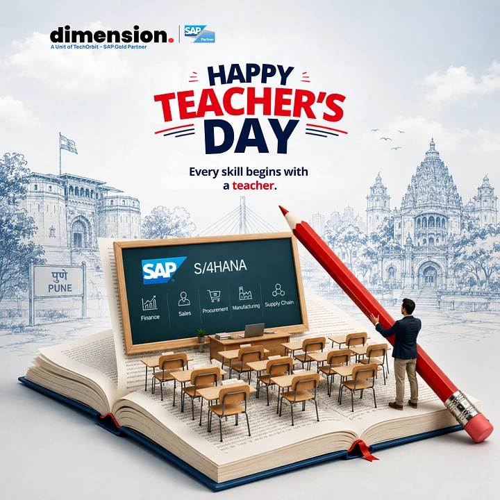 Teachers Day creative ad: Miniature classroom on an open book with a teacher holding a giant pencil