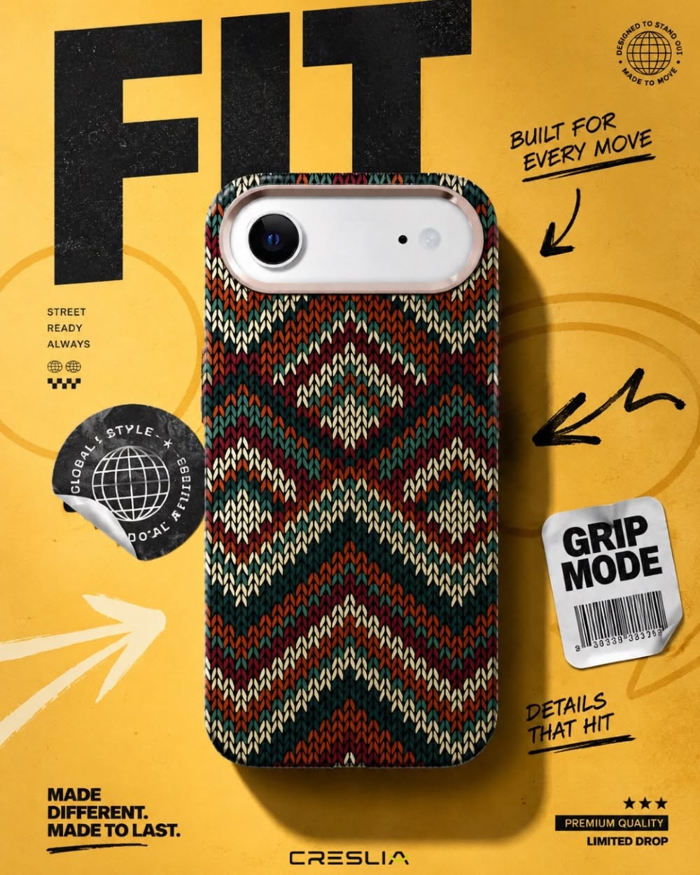Instagram post: Bold knit case and movement metaphor