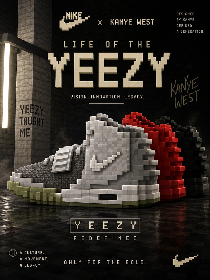 Gaming & Esports creative ad: Voxel 3D high-top sneakers in grey, red and black
