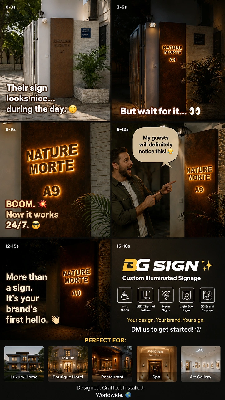 Signage & Sign Makers creative ad: Witty sign transformation story concept