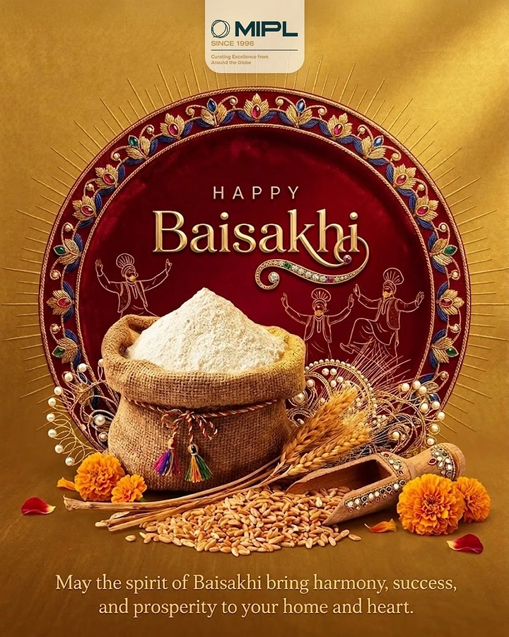 other-festival creative ad: Burlap sack of flour with wheat grain inside a jewelled maroon medallion