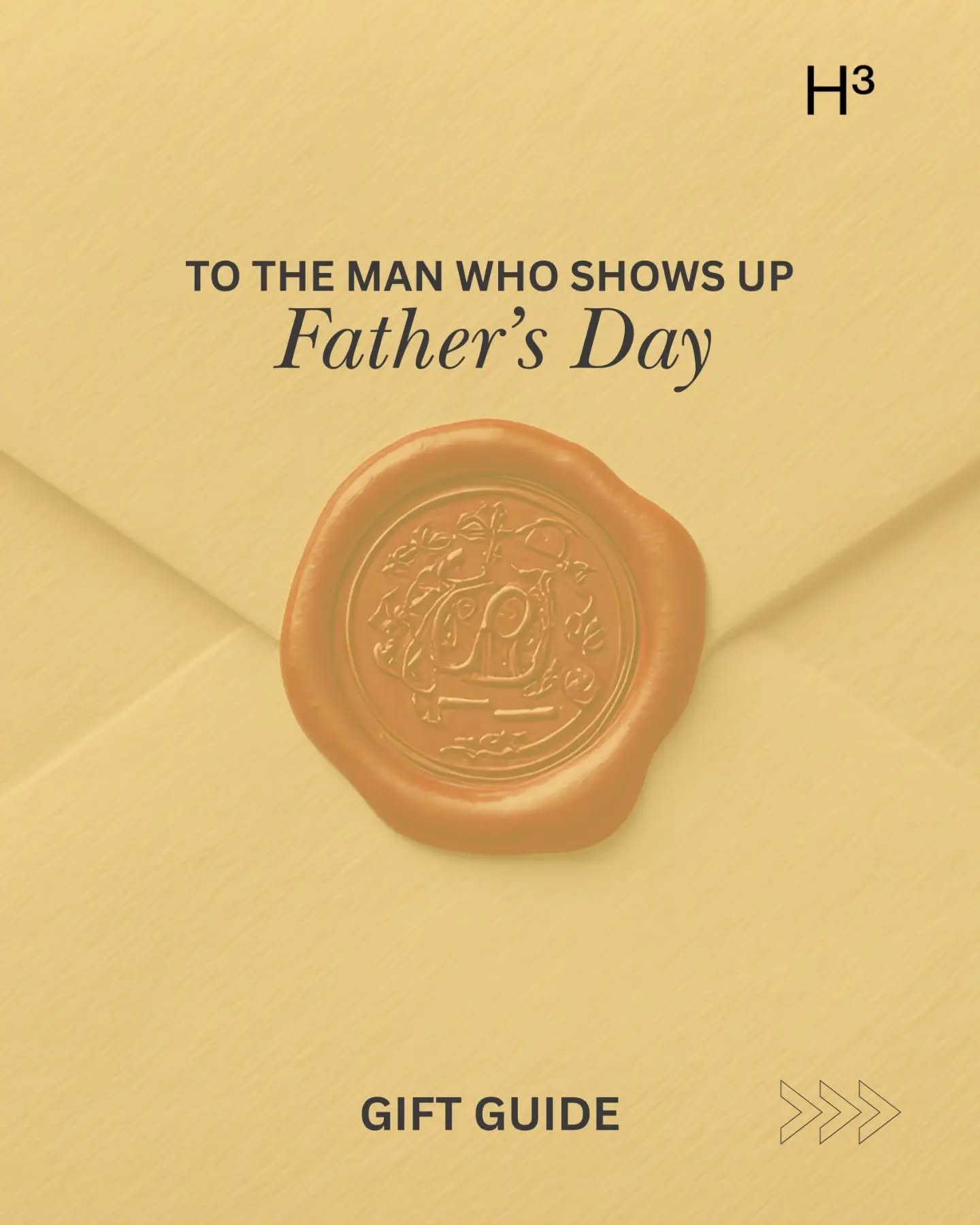 Father's Day Carousel: Wax-sealed mustard envelope close-up, slide 1