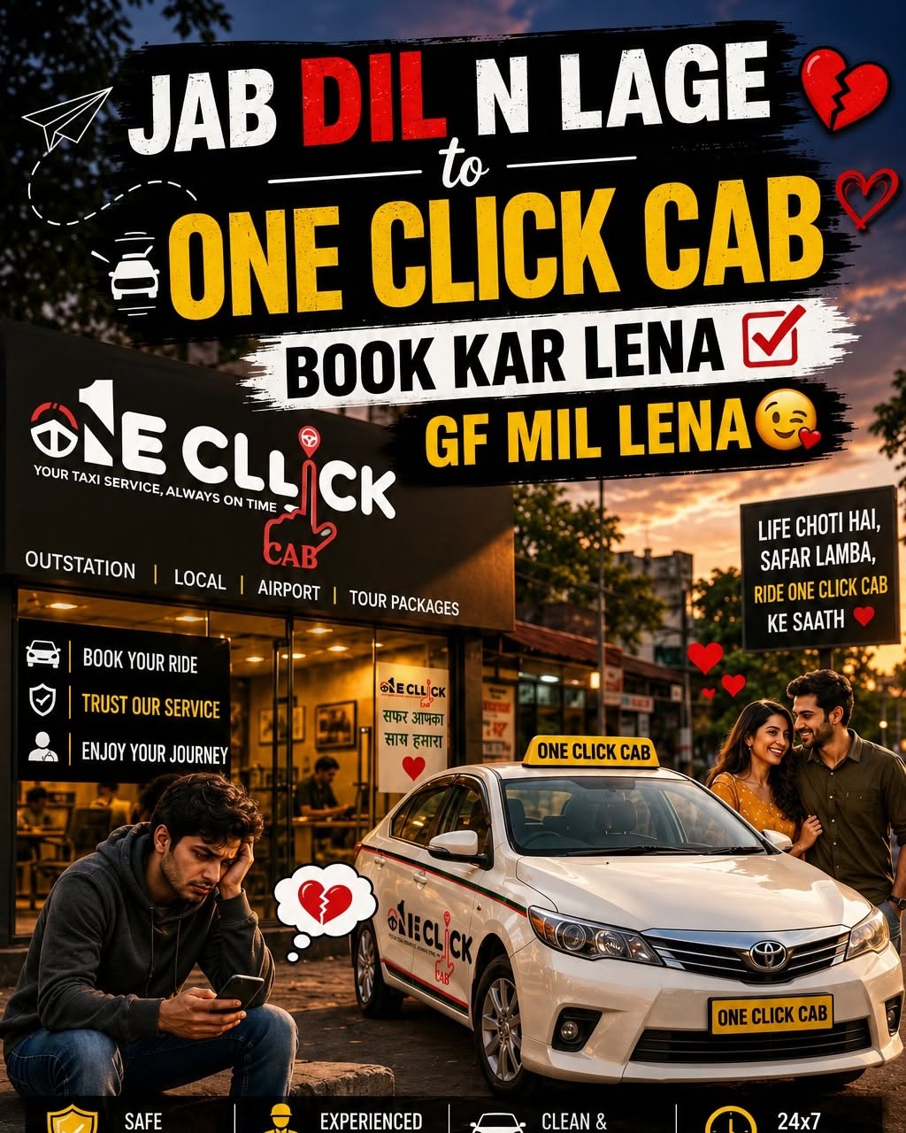 Instagram post: Bold one-click booking campaign concept