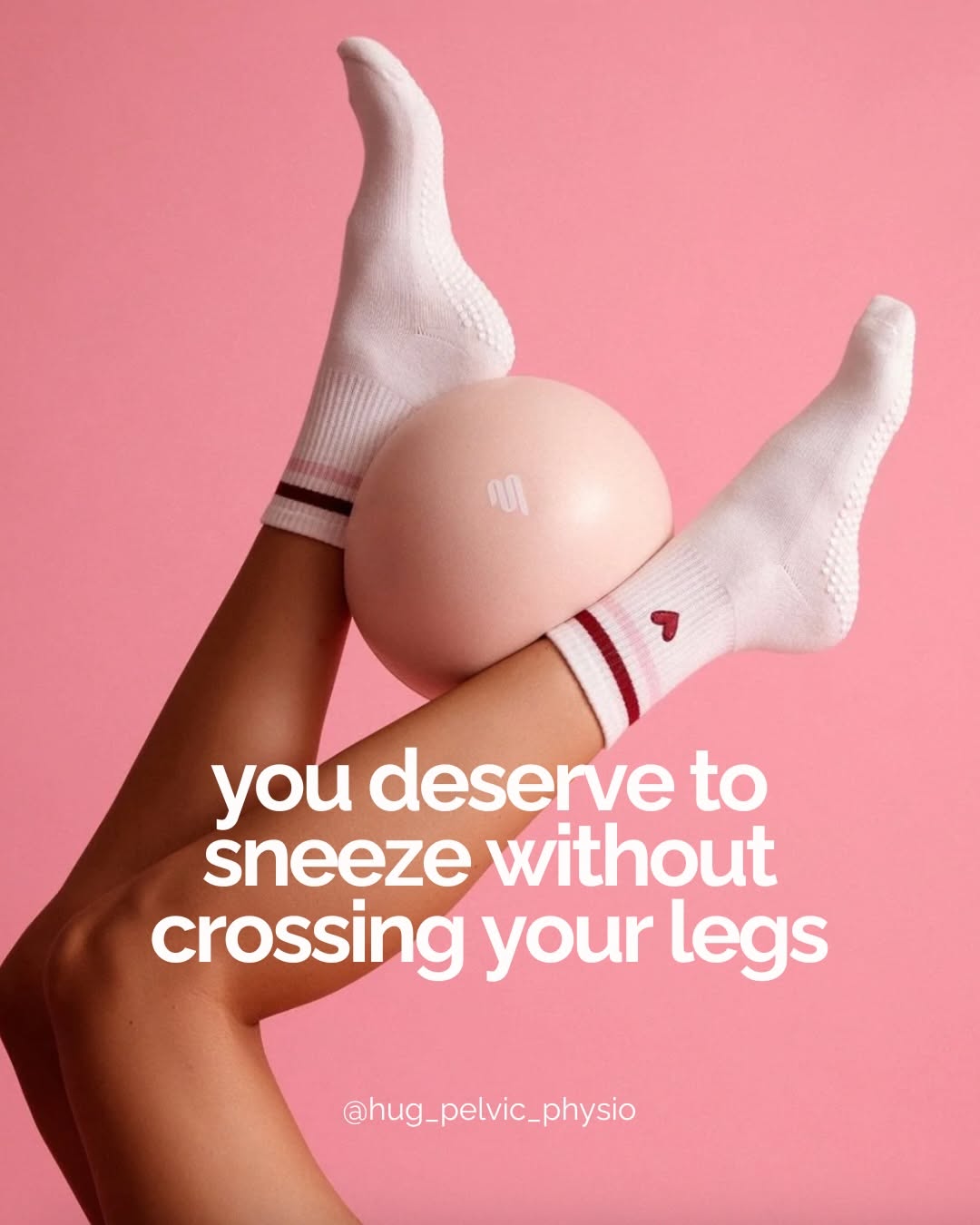 Carousel: A pastel exercise composition with legs, white socks, and a pink ball, slide 1