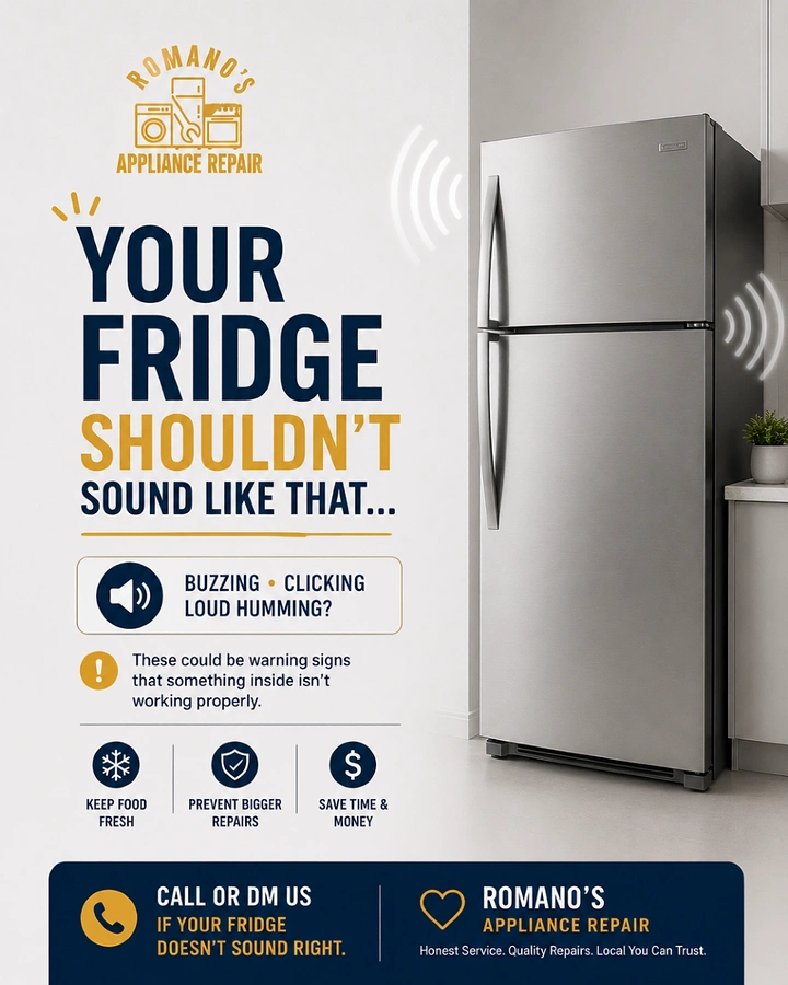 Appliance Repair creative ad: Sound-wave fridge warning creates visual pun