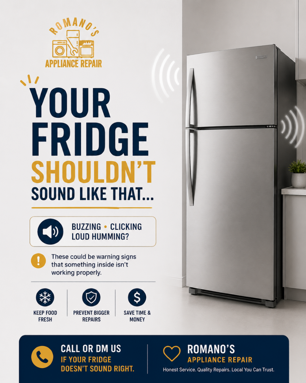 Instagram post: Sound-wave fridge warning creates visual pun