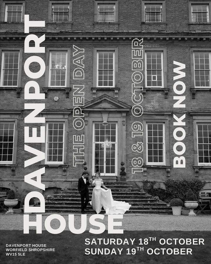 Banquet Halls & Venues creative ad: Vertical typography framing the house facade