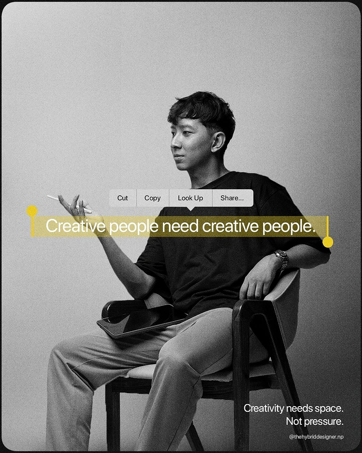 Agency creative ad: Copy-paste menu over creative people line