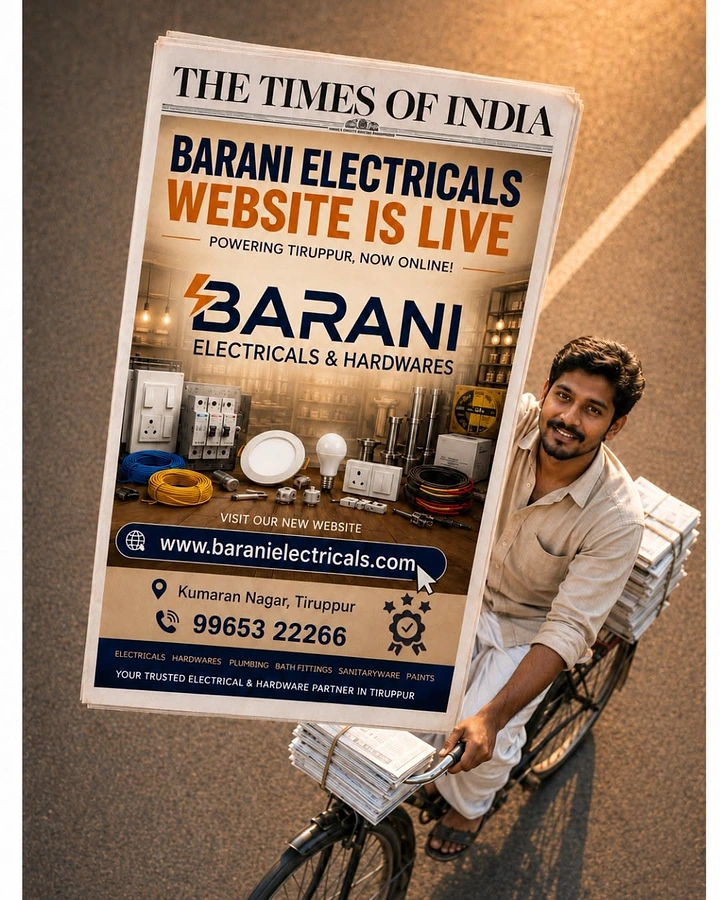 Electricians creative ad: Newspaper-seller metaphor announces website launch