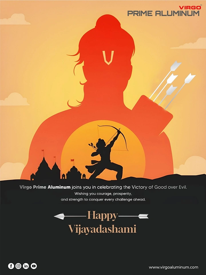 Dussehra creative ad: Double-exposure silhouette of Rama with an archer inside the sun