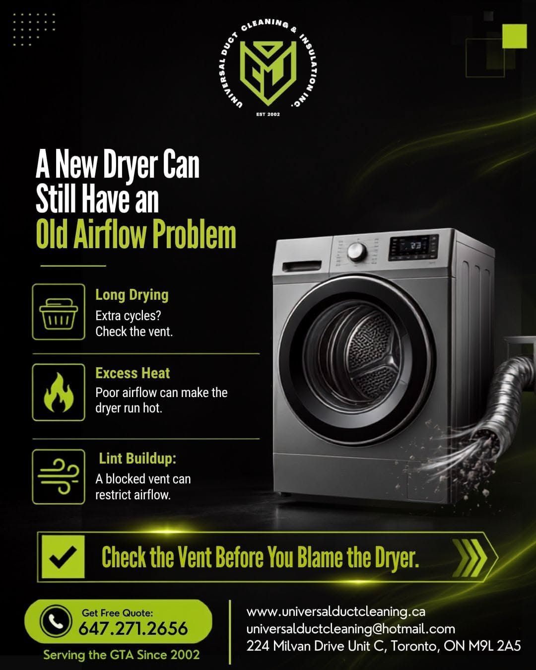 Instagram post: New dryer versus old airflow hook
