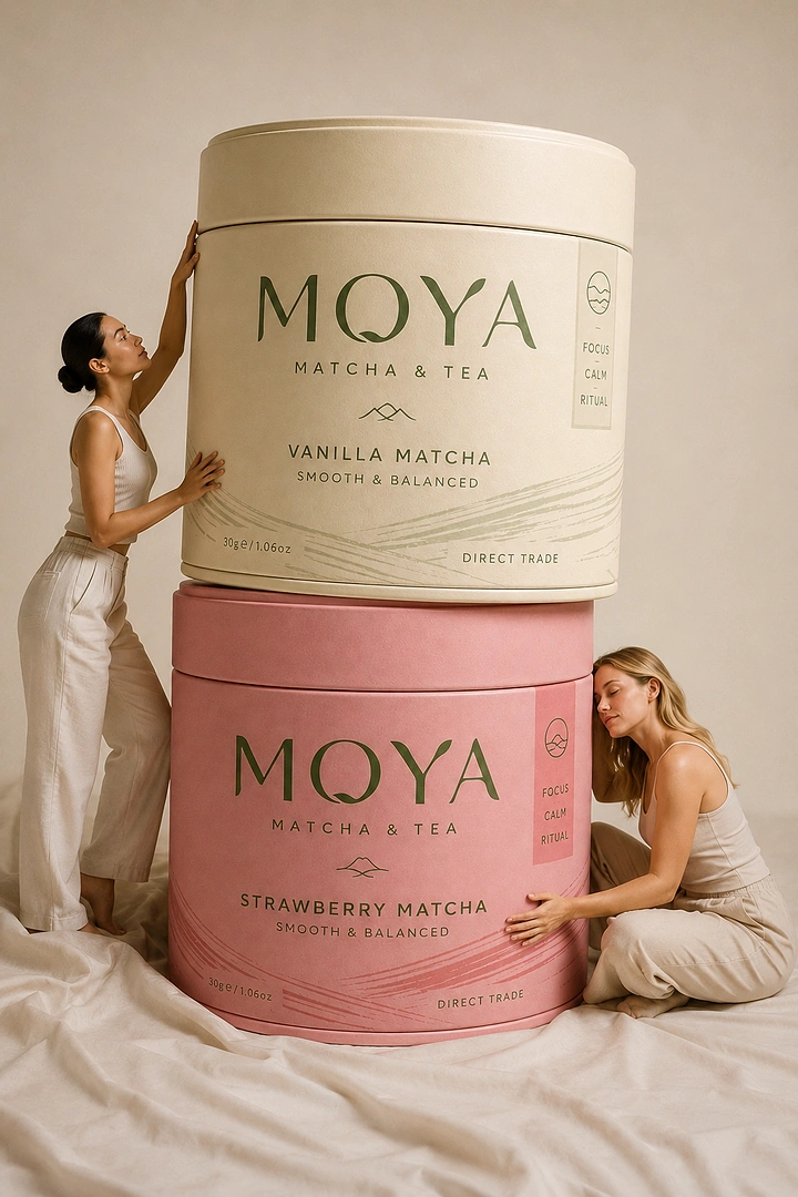 Tea & Chai Brands creative ad: Giant stacked tins with tiny models
