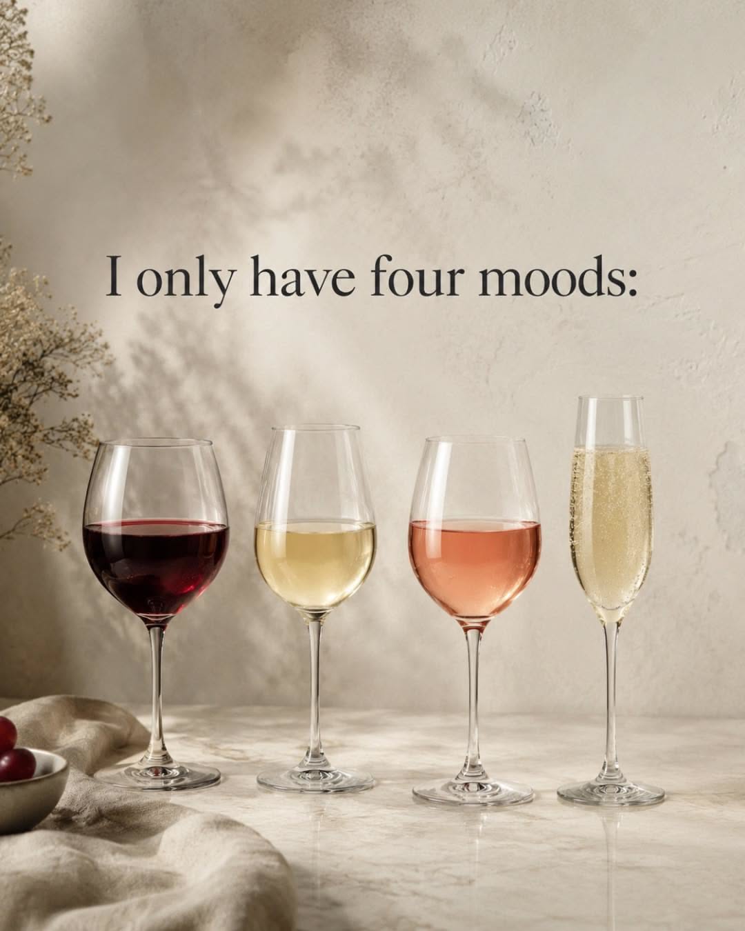Instagram post: Four moods mapped to wine glasses