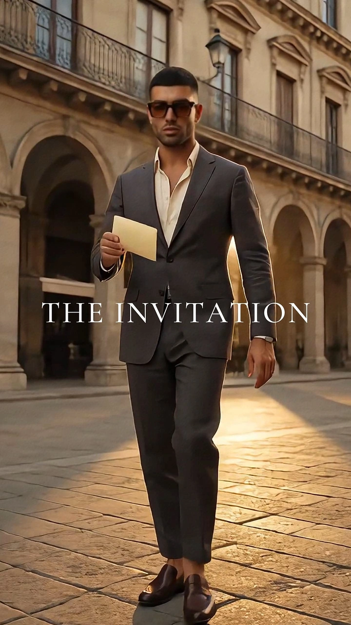 Men's Suits & Formal Wear creative ad: Invitation becomes cinematic fashion campaign