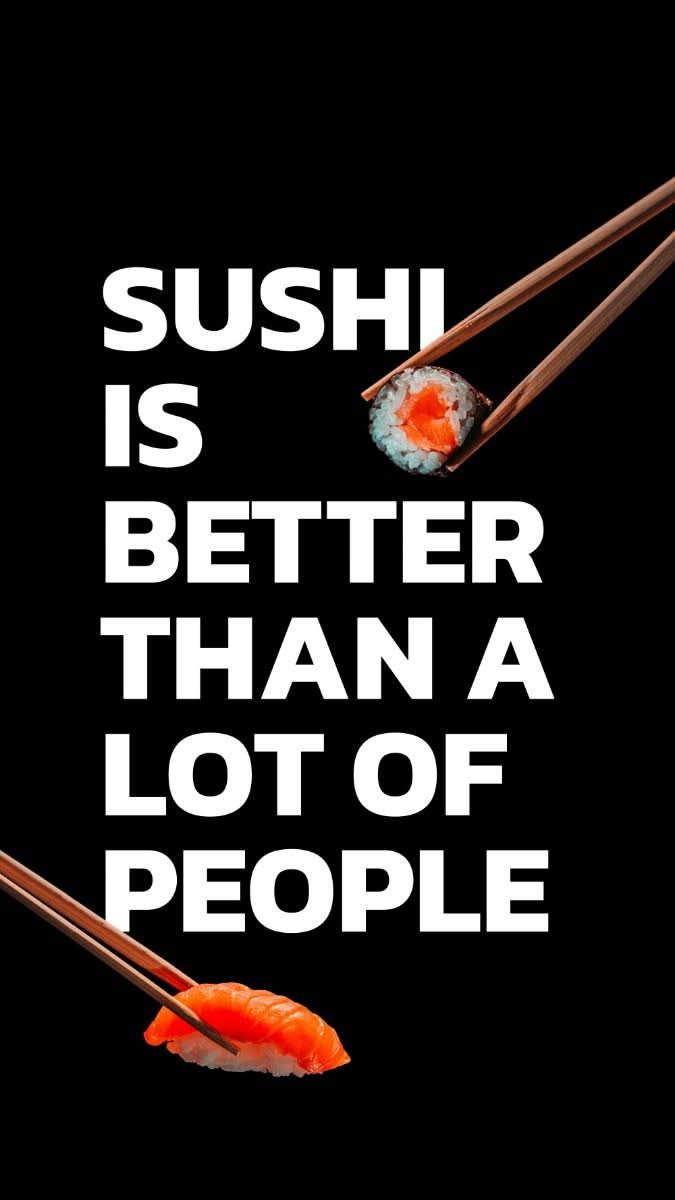 Story: Witty sushi-versus-people typographic concept