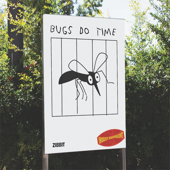 Pest Control creative ad: Mosquito drawn as prison-time pun sign