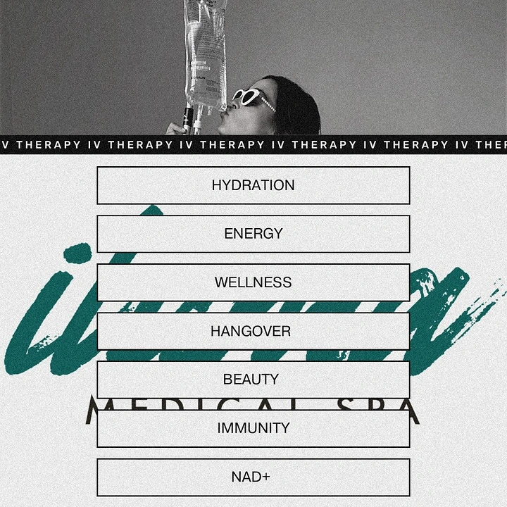 IV Therapy & Drip Bars creative ad: Stacked wellness benefits create visual metaphor